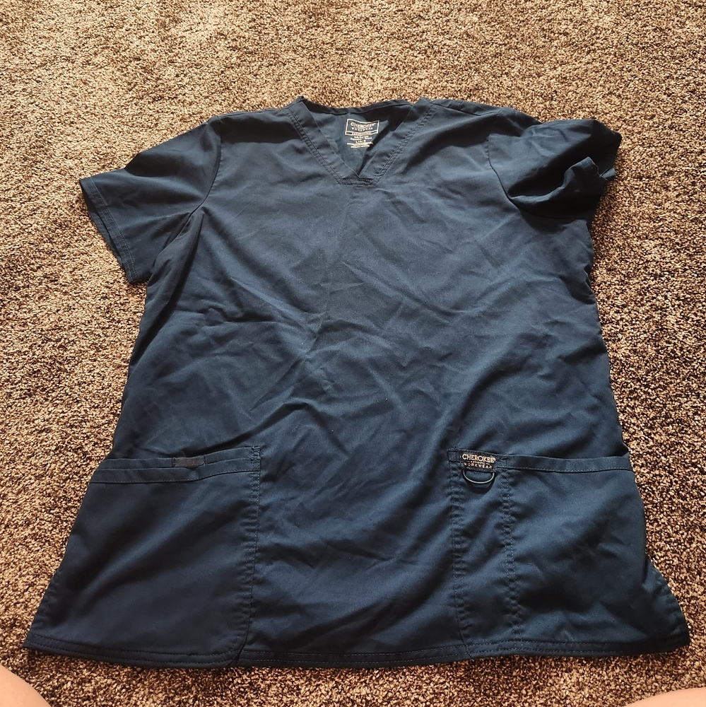 Cherokee large Caribbean blue scrub top